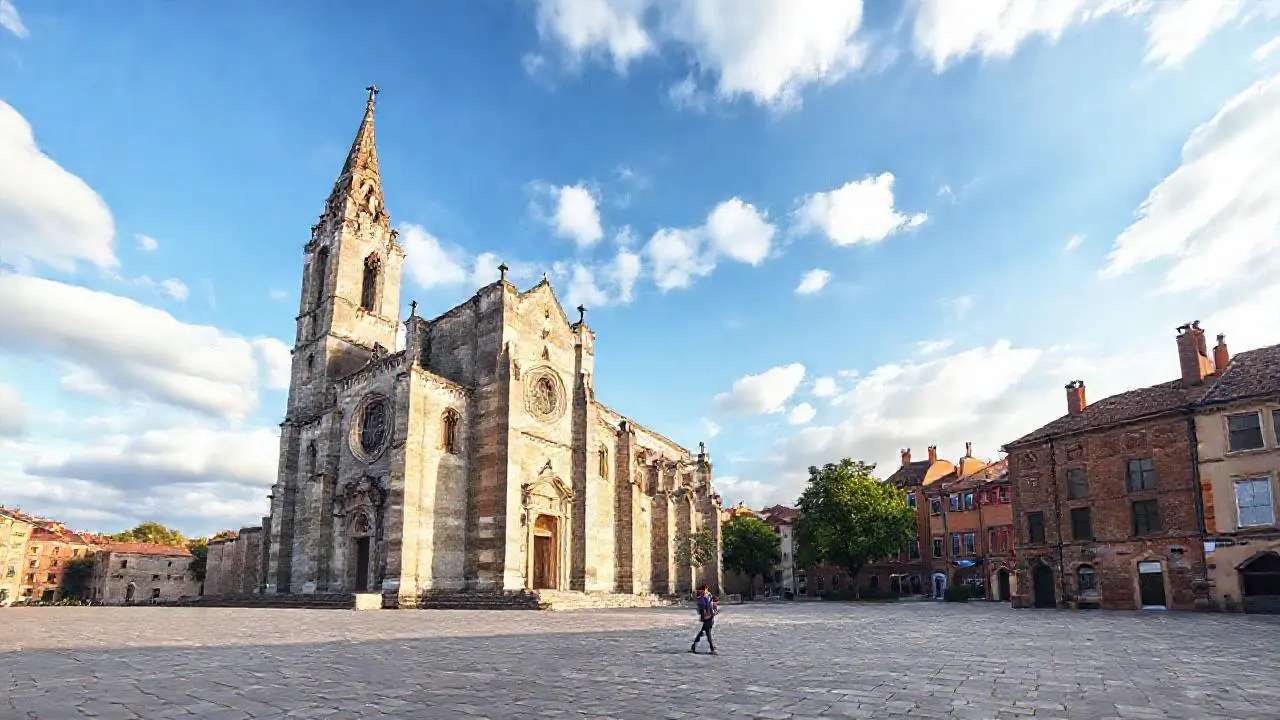 Catedral imponente bajo cielo vasto y sereno