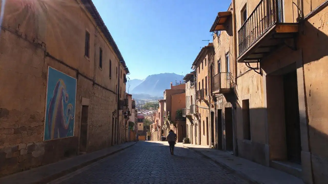 Calle antigua, tranquila y llena de luz
