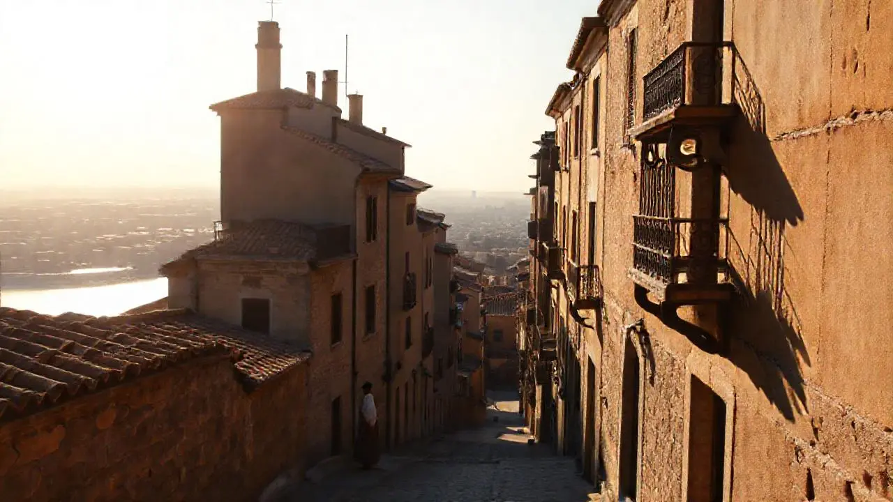 Escena urbana serena, suave y nostálgica