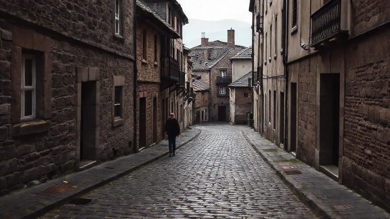 Calle antigua, atmósfera melancólica y silenciosa