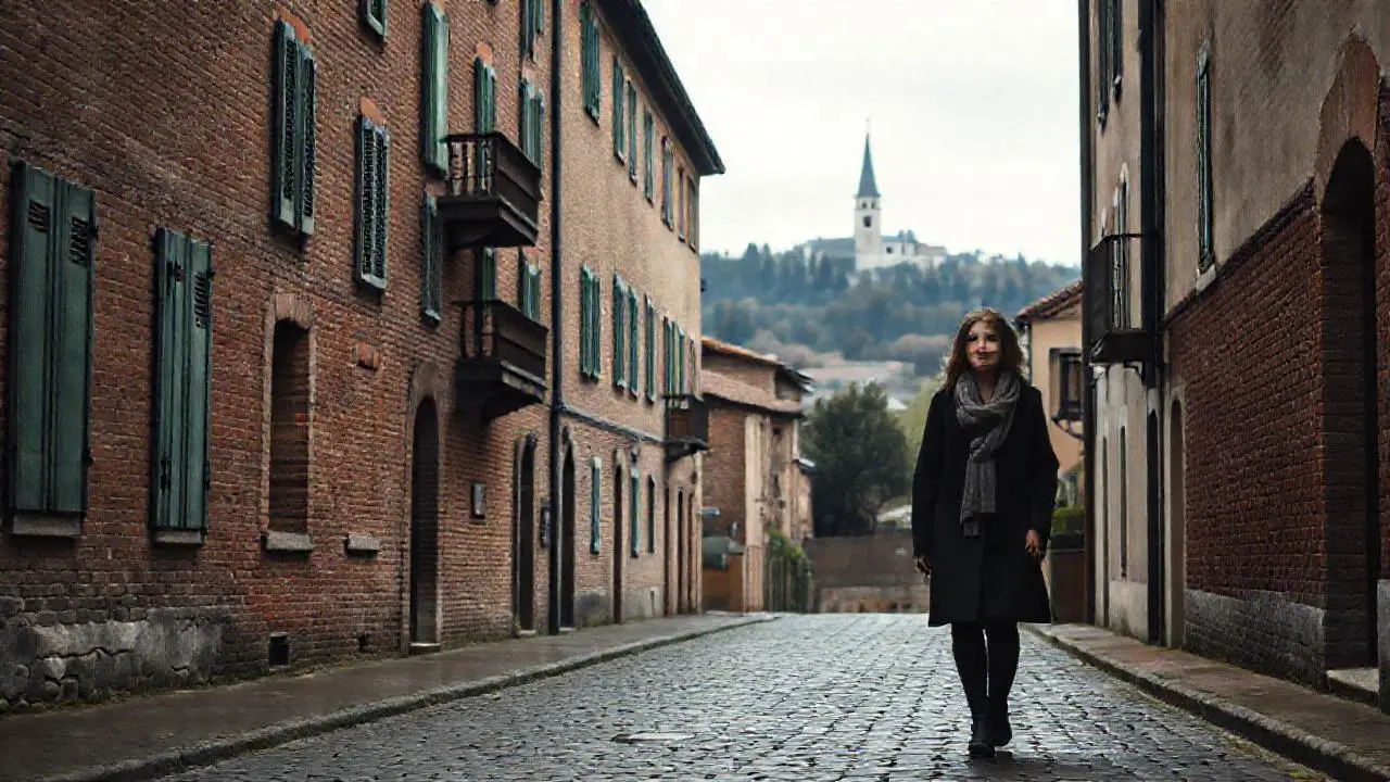 Calle tranquila, ambiente otoñal y difuso
