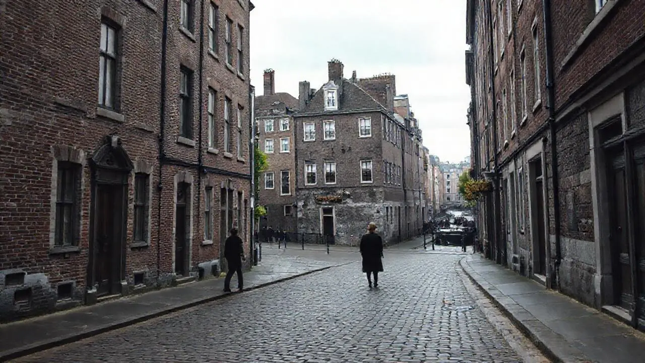 Calle histórica y melancólica, ambiente tranquilo