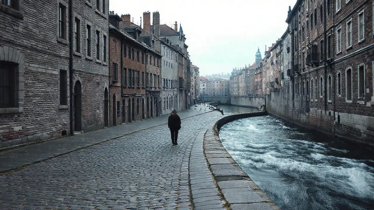 Ciudad antigua, sombría y evocadora