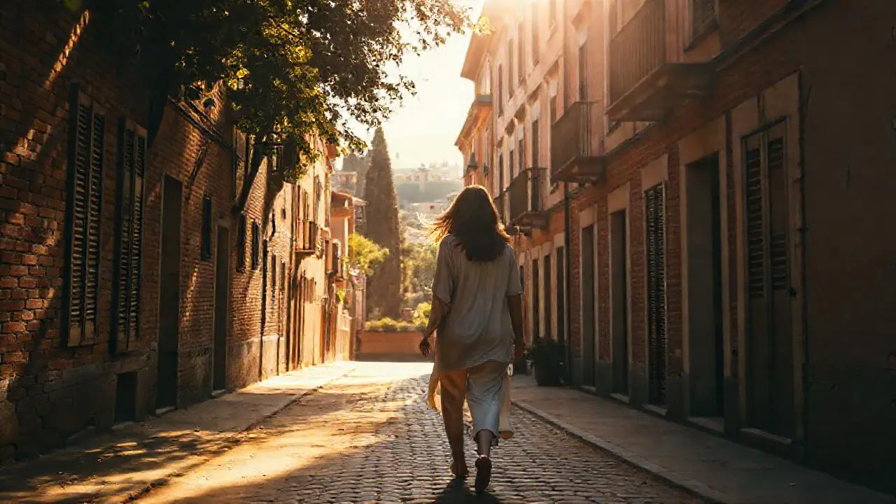 Una calle tranquila bajo luz suave