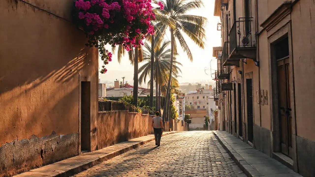 Vieja calle tranquila, llena de historia