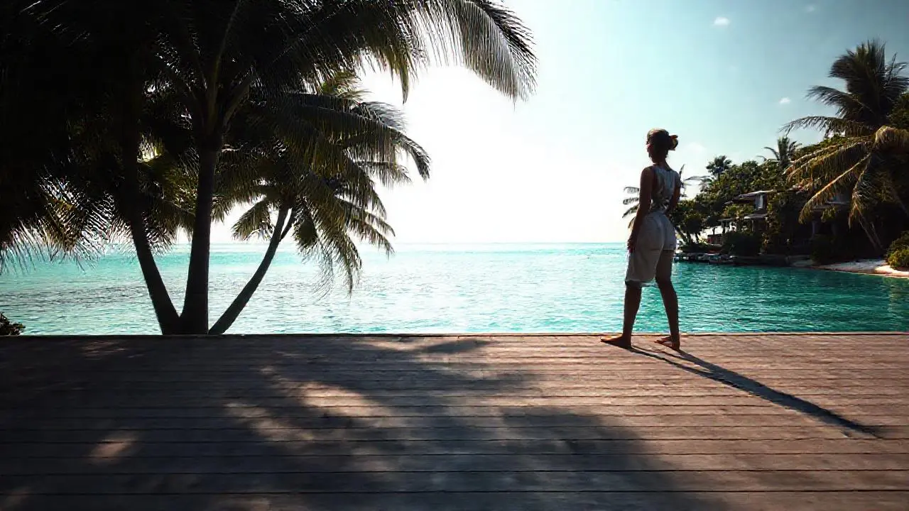 Tranquila escena tropical de luz y calma