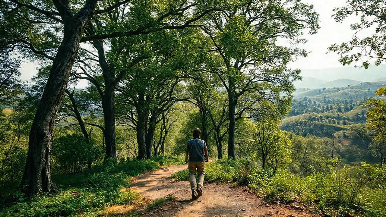 Paseo tranquilo en un paisaje natural