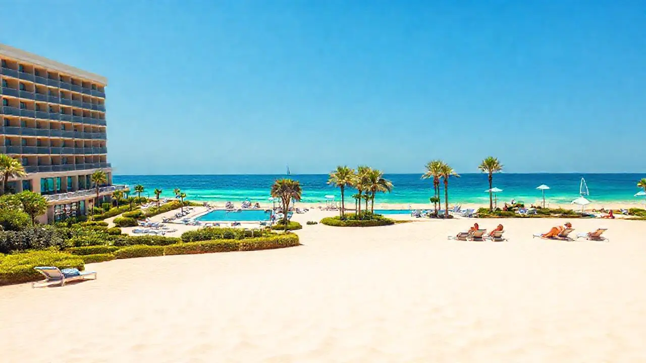 Tranquila playa, sol y lujo sereno