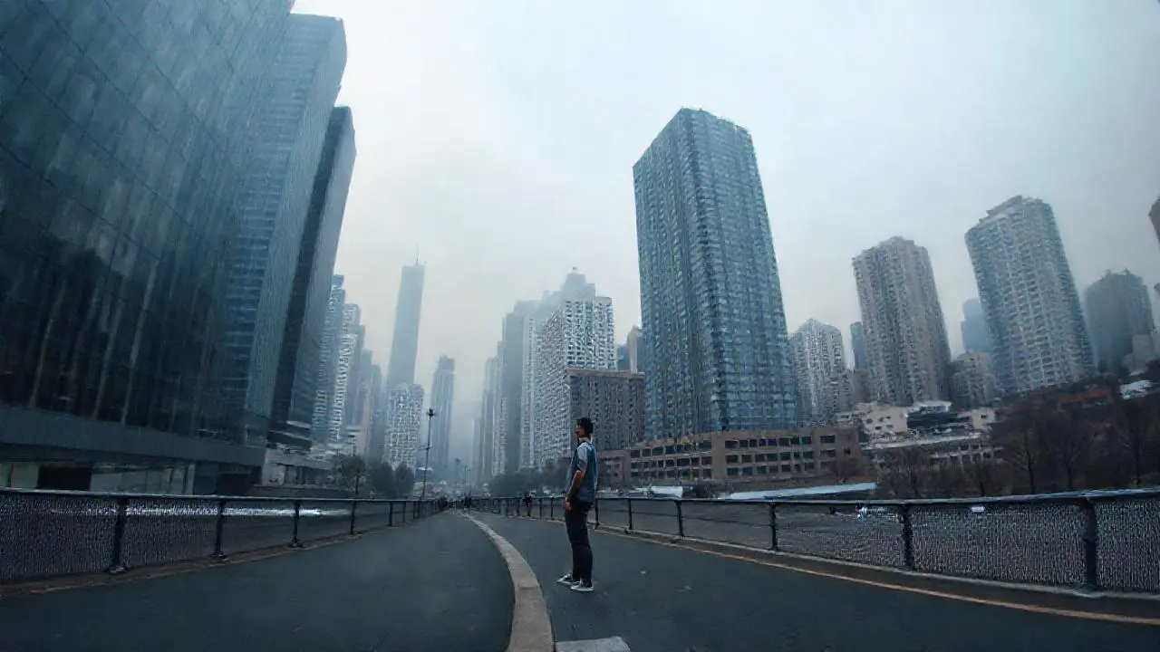 Ciudad extensa, tranquila y ligeramente borrosa