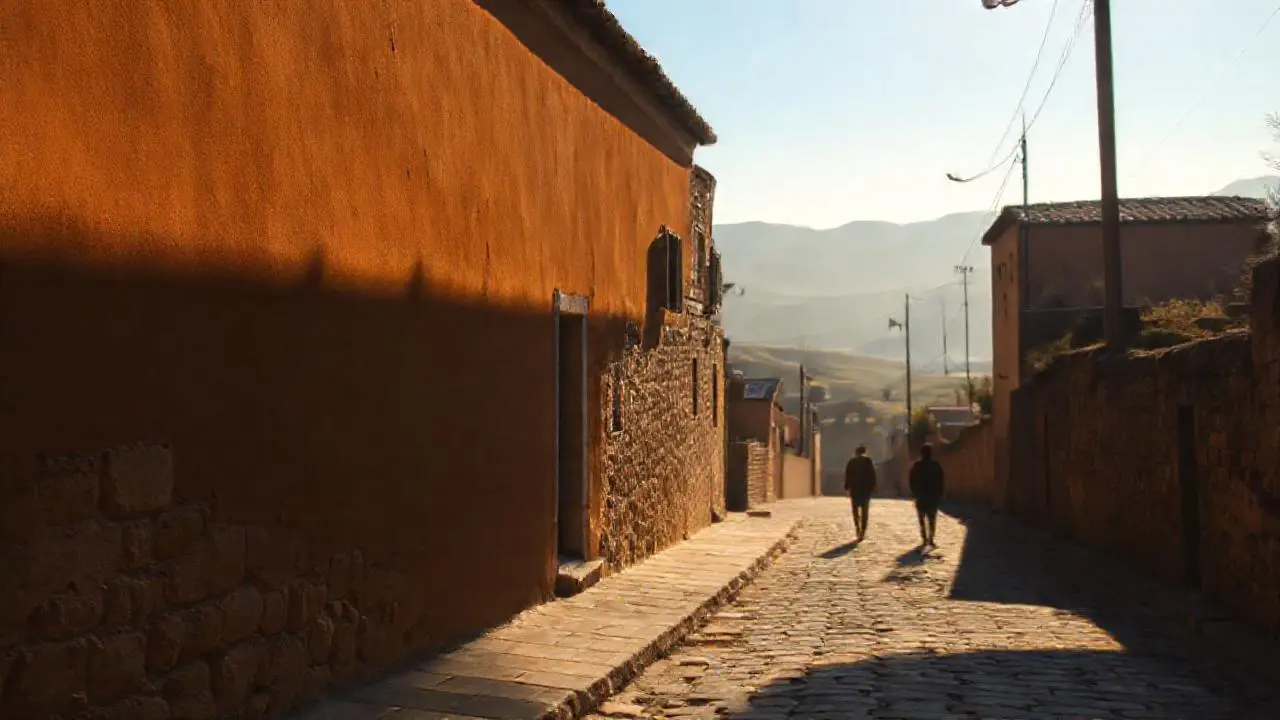 Luz tenue baña un paisaje antiguo y sereno