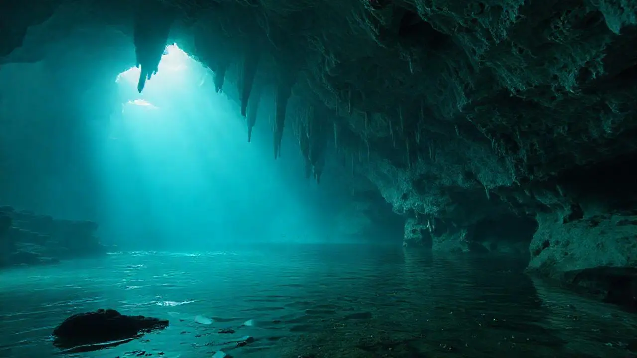 Profunda cueva, húmeda y luminosa