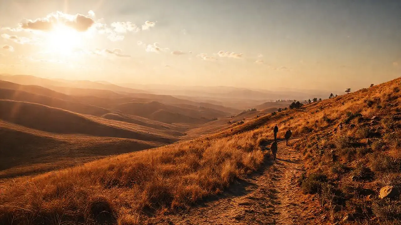 Paisaje árido y solitario bajo luz cálida