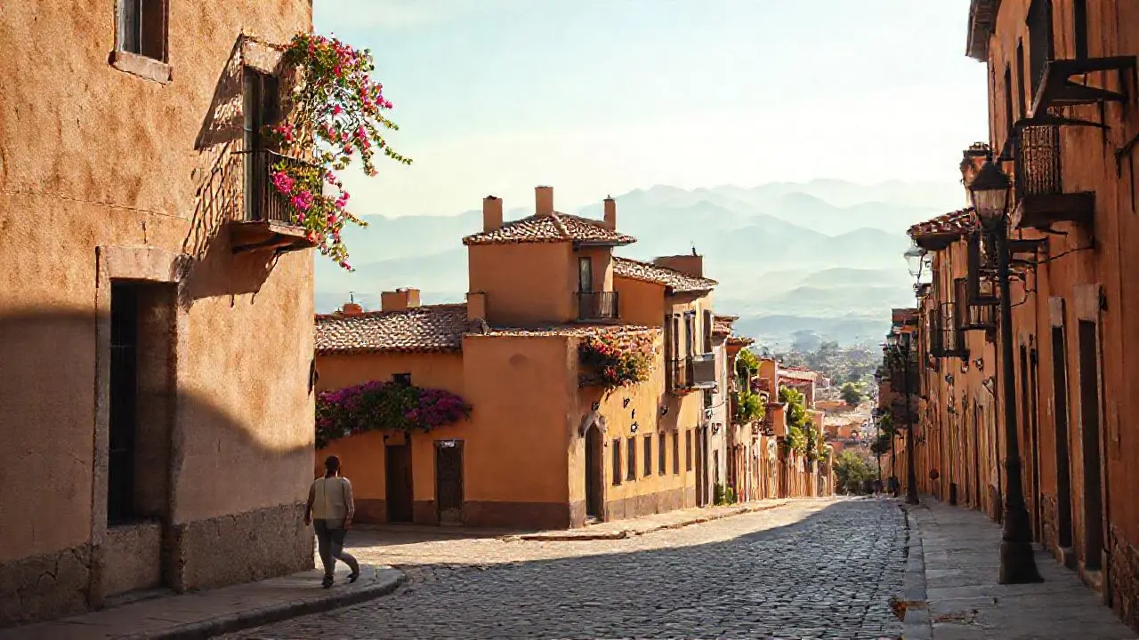 Calle antigua, atmósfera cálida y tranquila