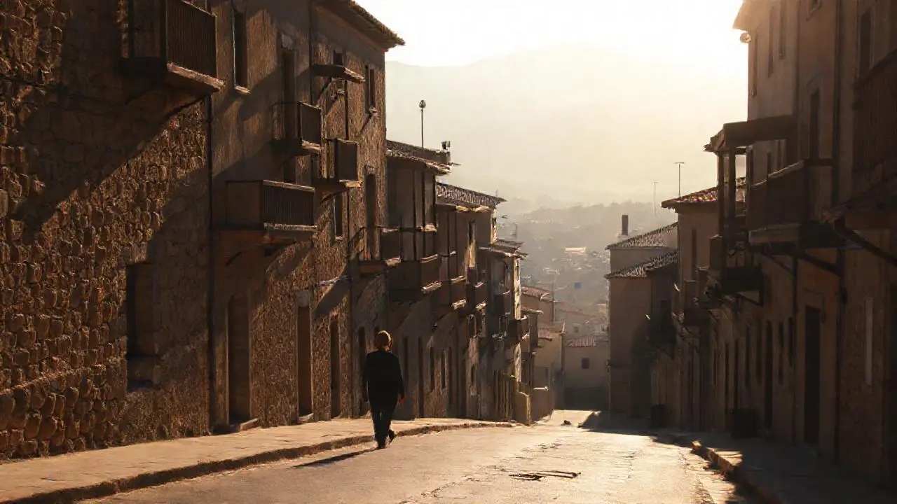Pueblo antiguo, tranquilo y bañado en luz