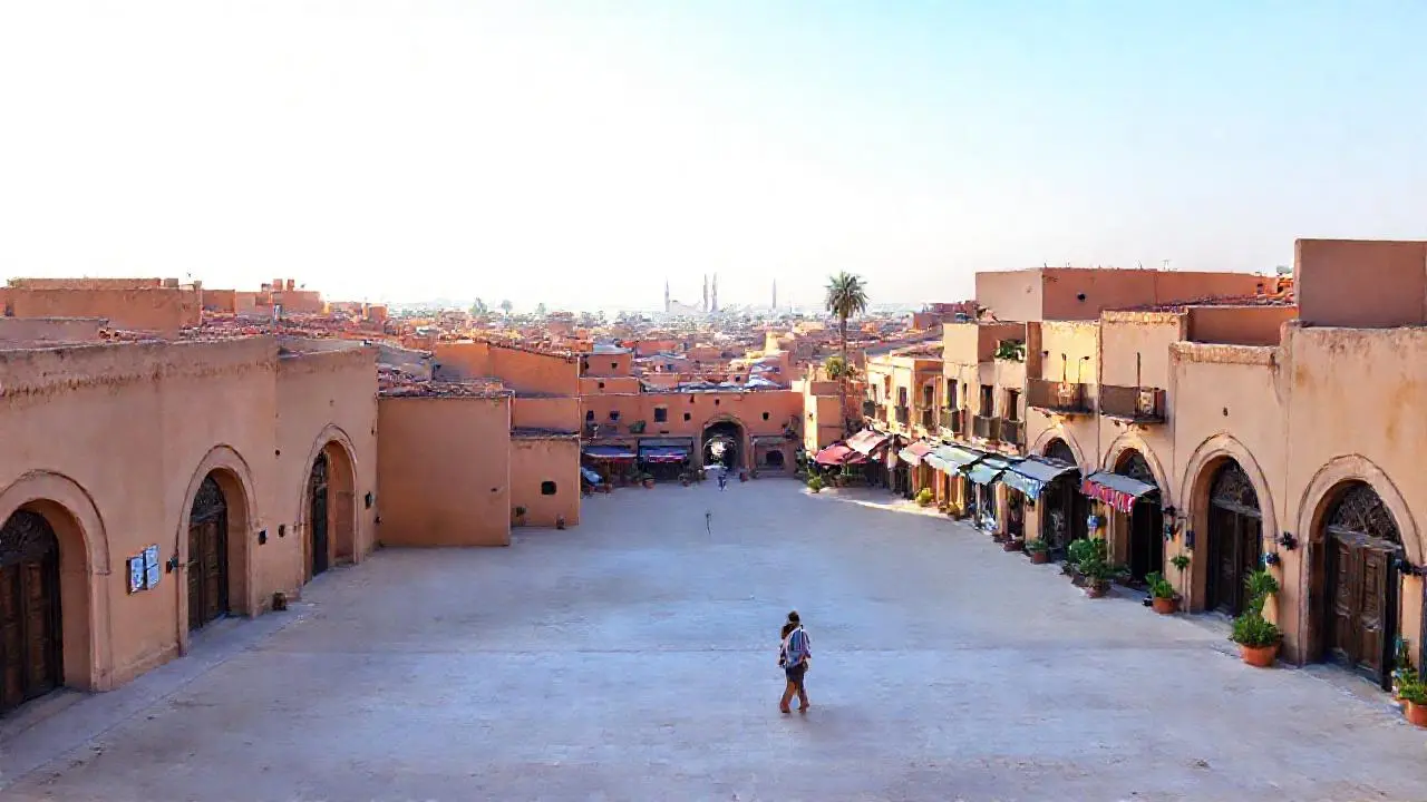 Un mercado antiguo bajo luz cálida