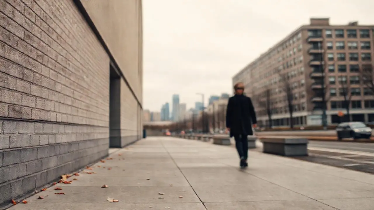 Ciudad gris y tranquila bajo la lluvia