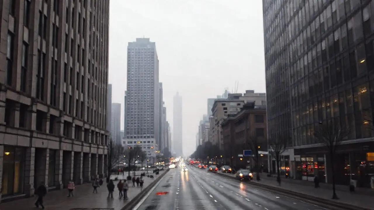 Ciudad gris y distante, ambiente urbano