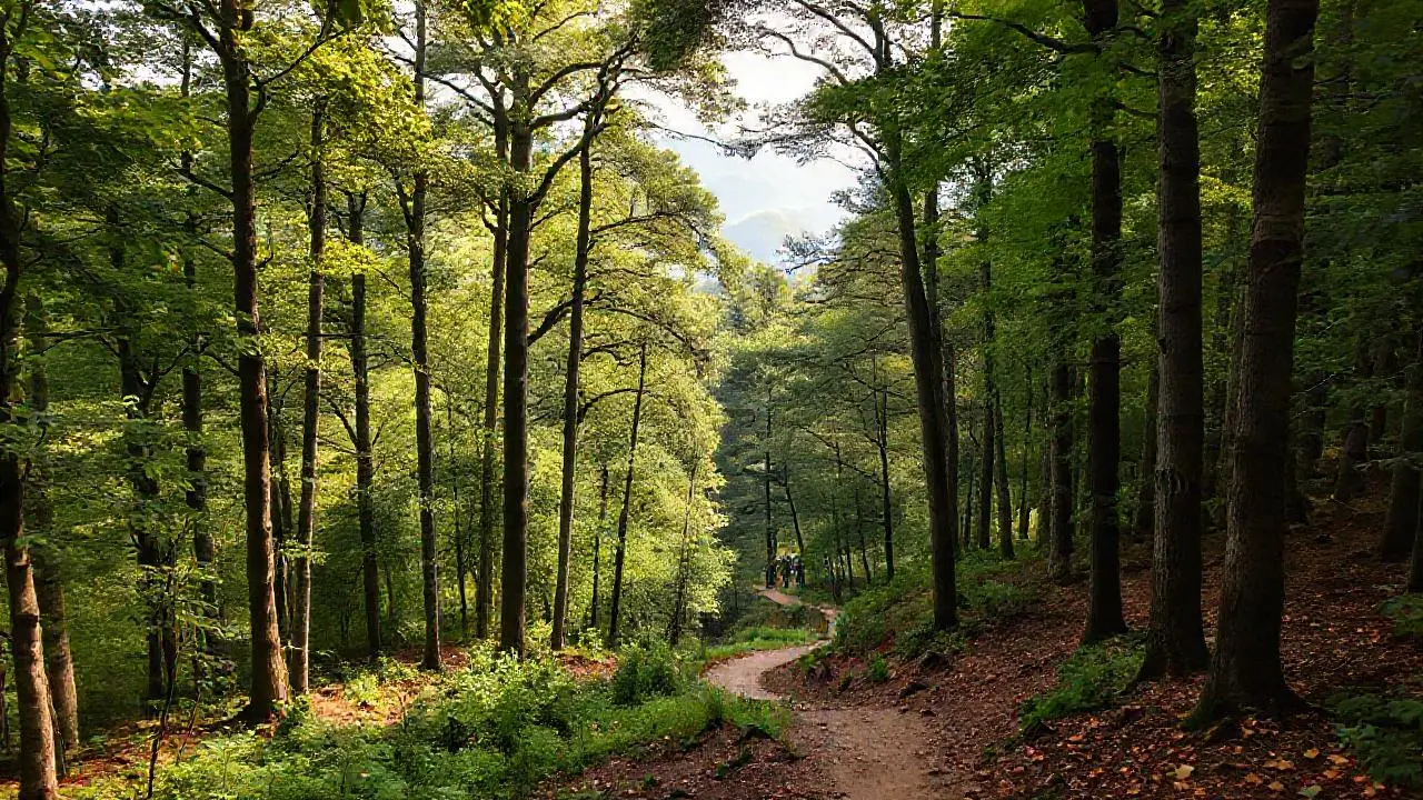 Bosque tranquilo, luz suave y profundidad natural