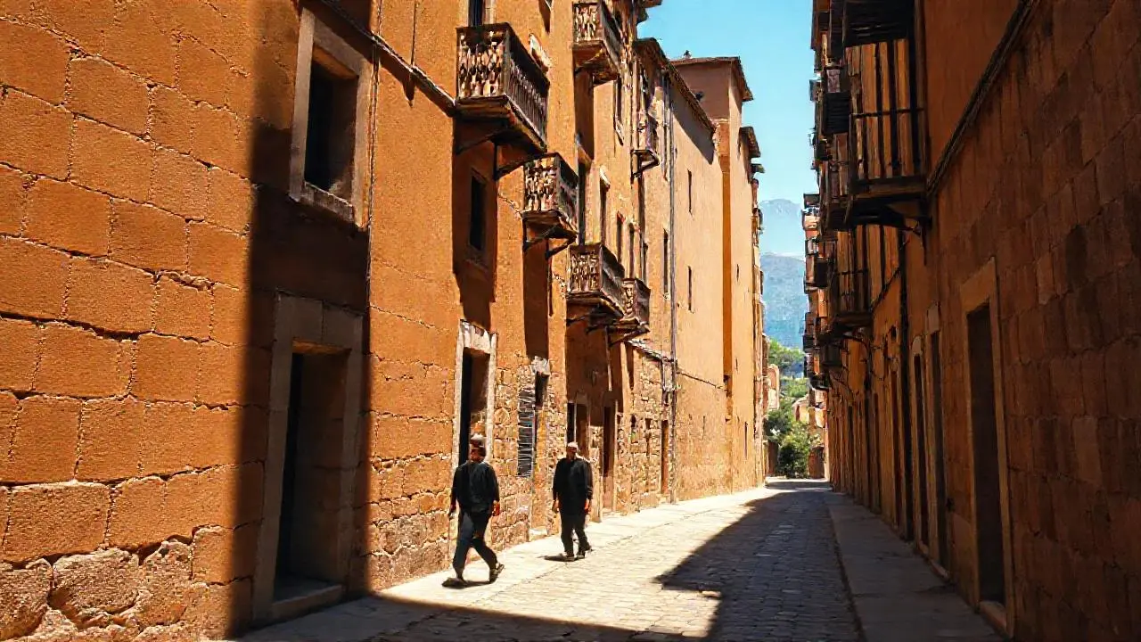 Pueblo antiguo, tranquilo y bañado por la luz