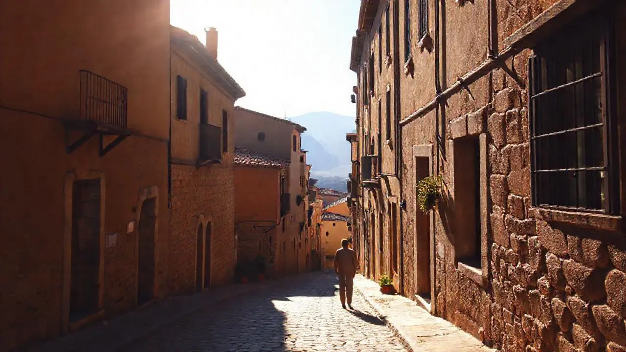 Pueblo antiguo, tranquilo y lleno de luz