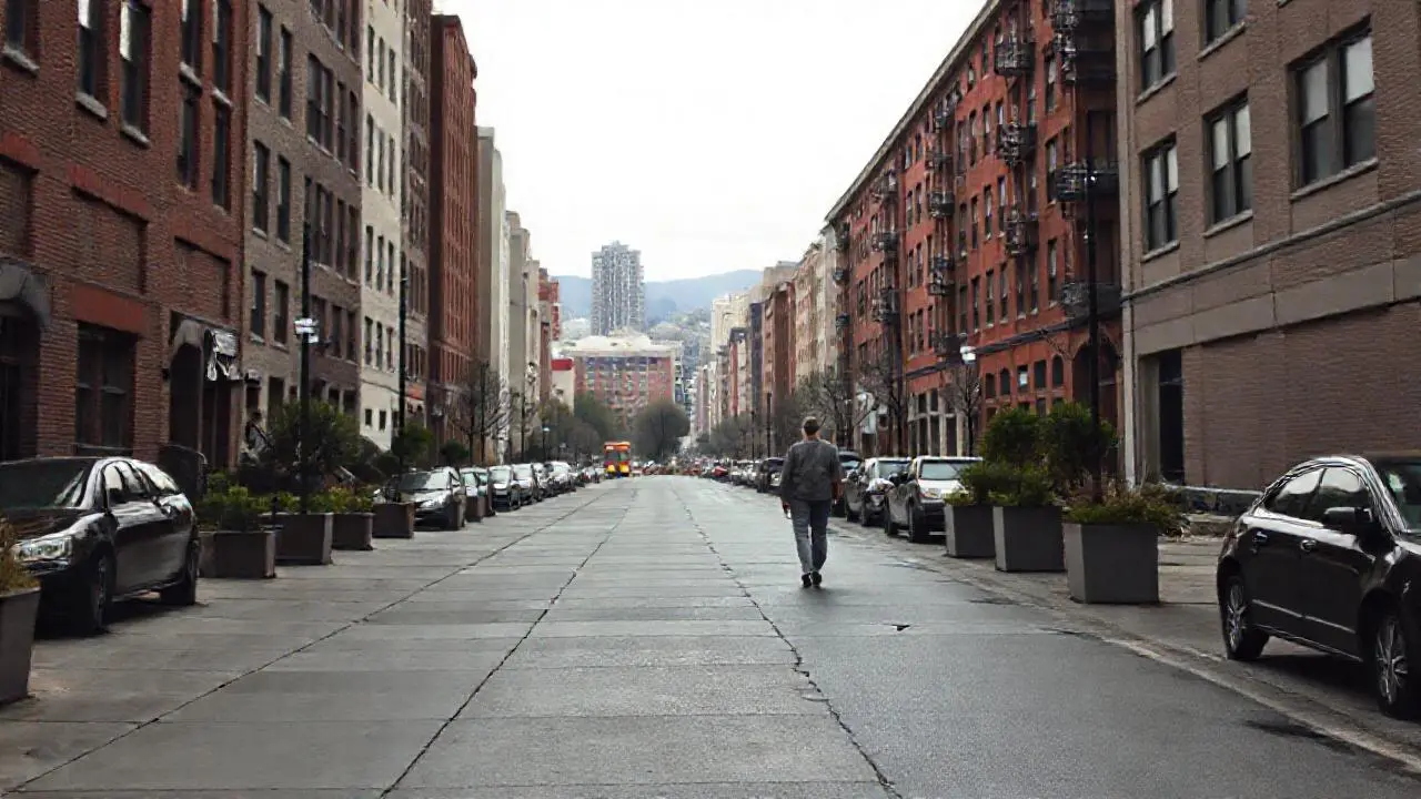 Ciudad urbana, realista y ligeramente difusa