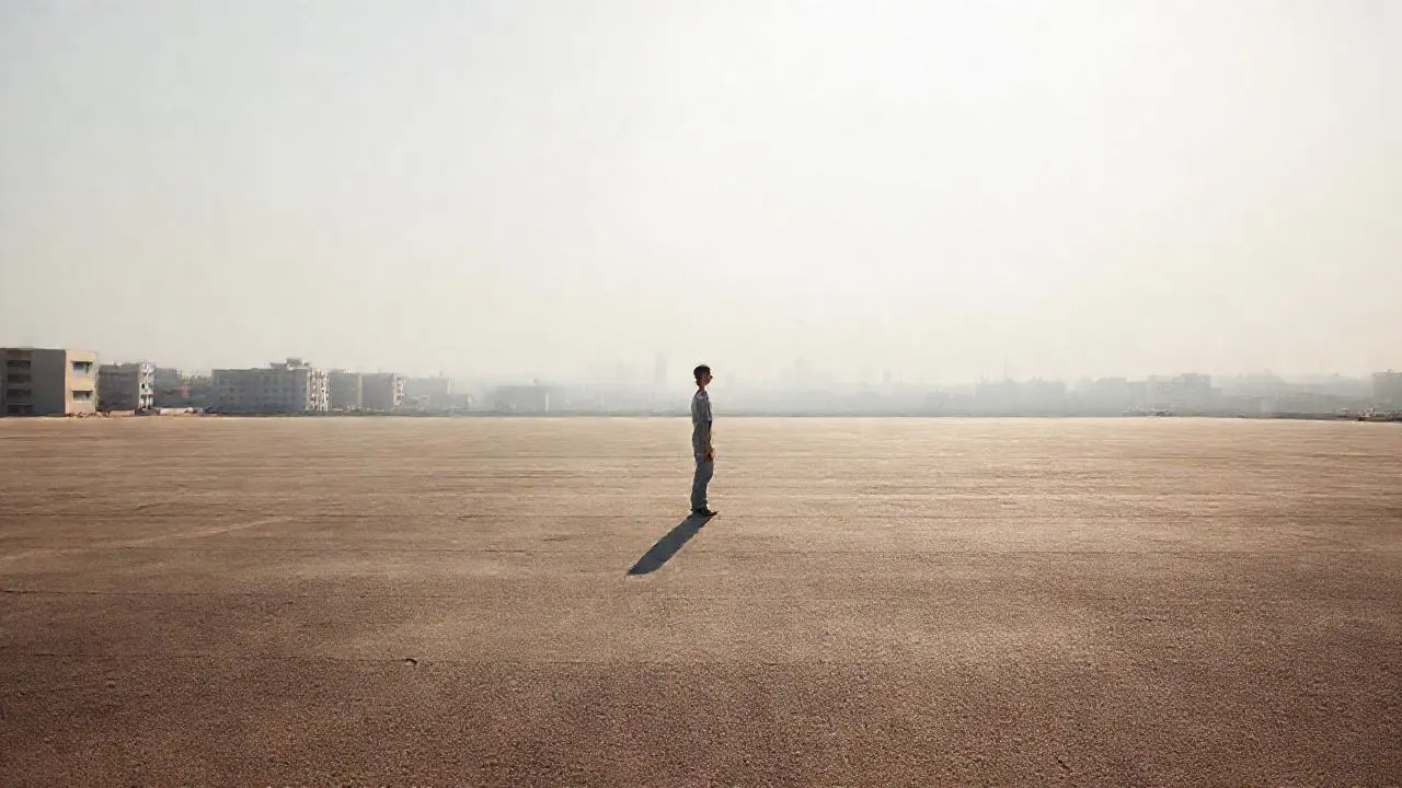 Escena urbana tranquila, realista y amplia