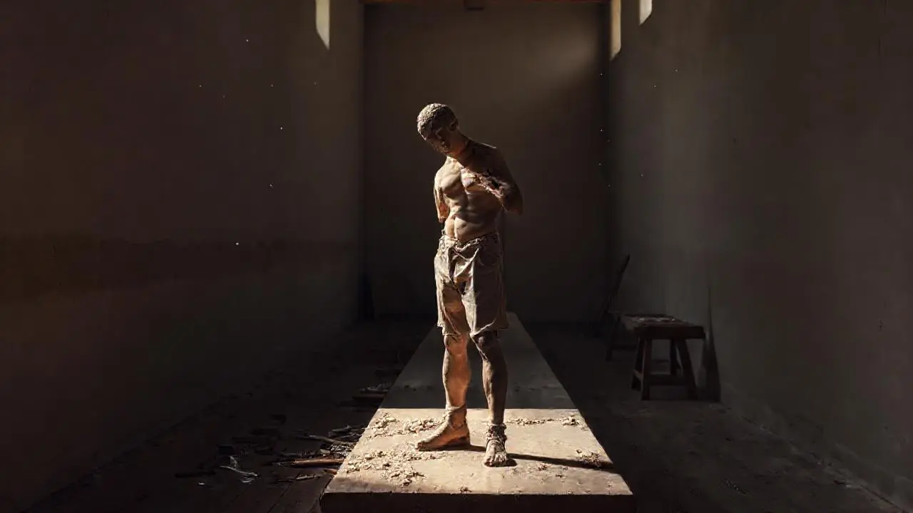 Estudio sereno y realista en un taller