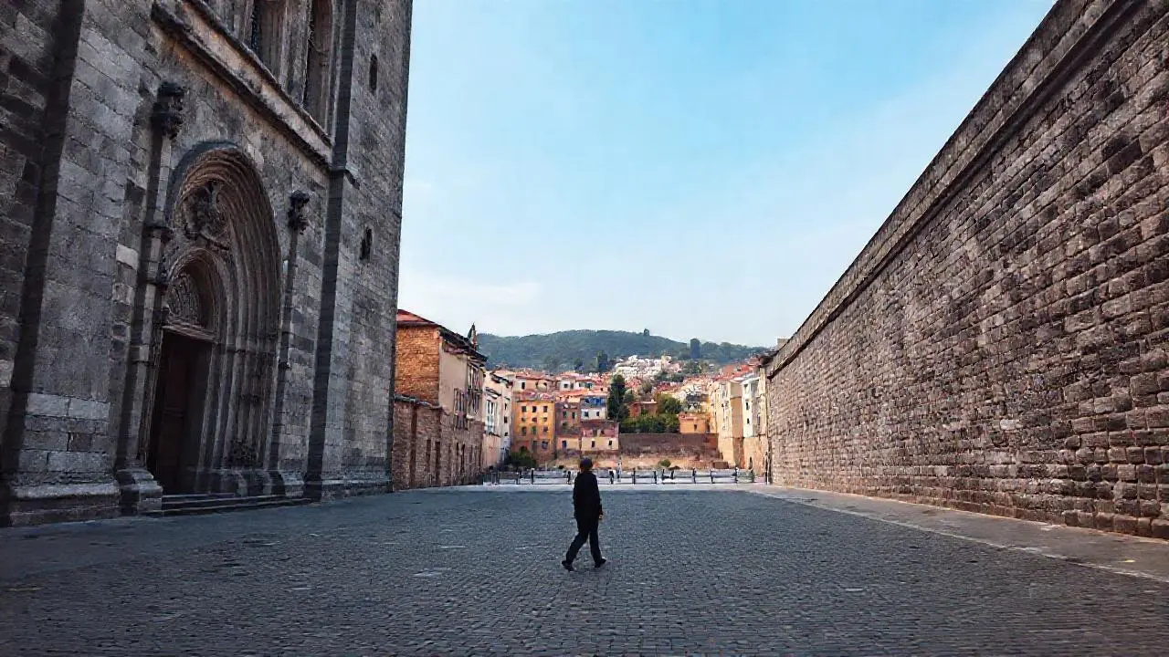 Catedral imponente bajo cielo azul difuso
