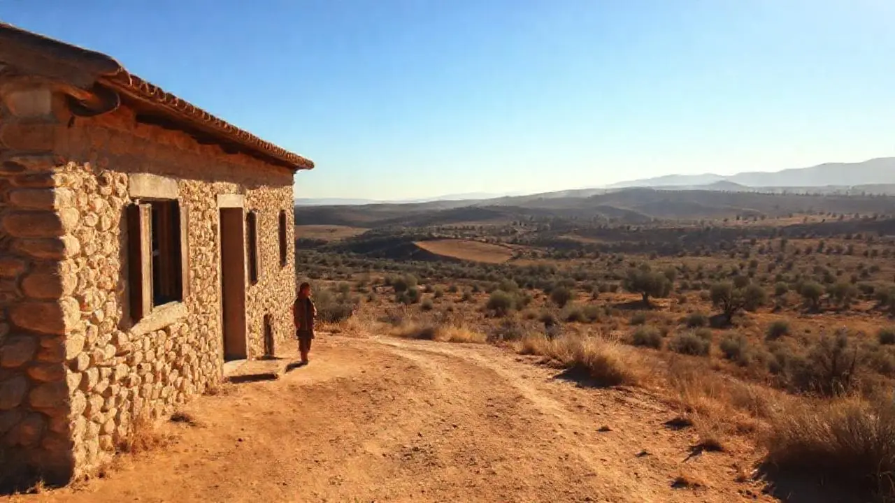 Paisaje rural tranquilo bajo la luz cálida