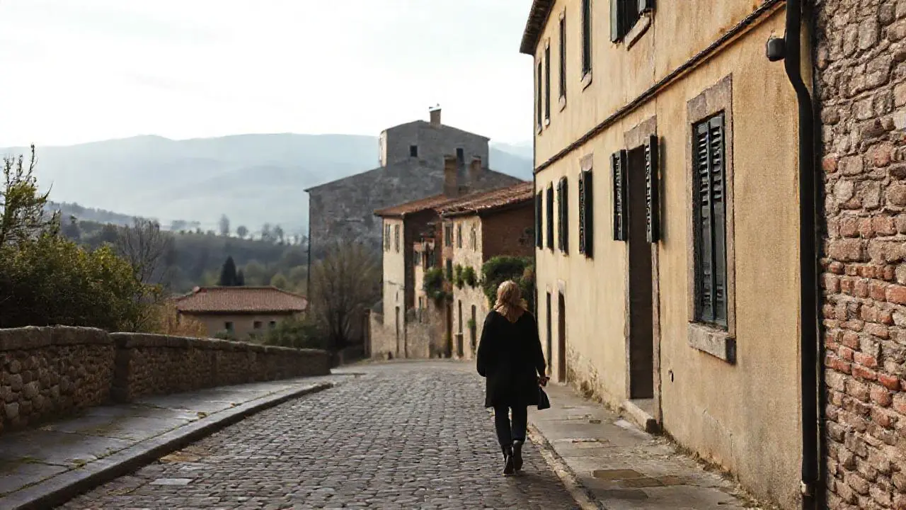 Fachada antigua, rural, luz suave y difusa
