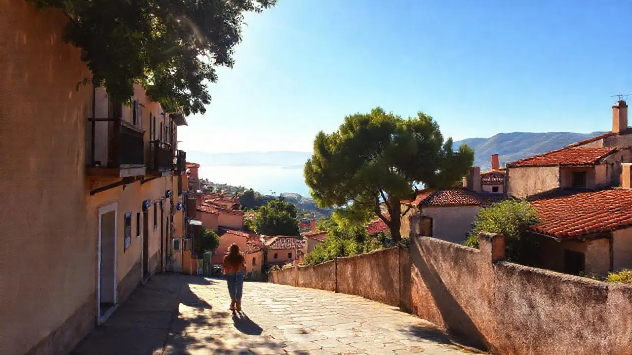 Un pueblo costero tranquilo y soleado