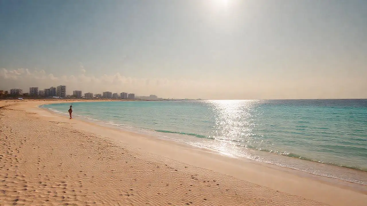 Playa serena bajo luz cálida