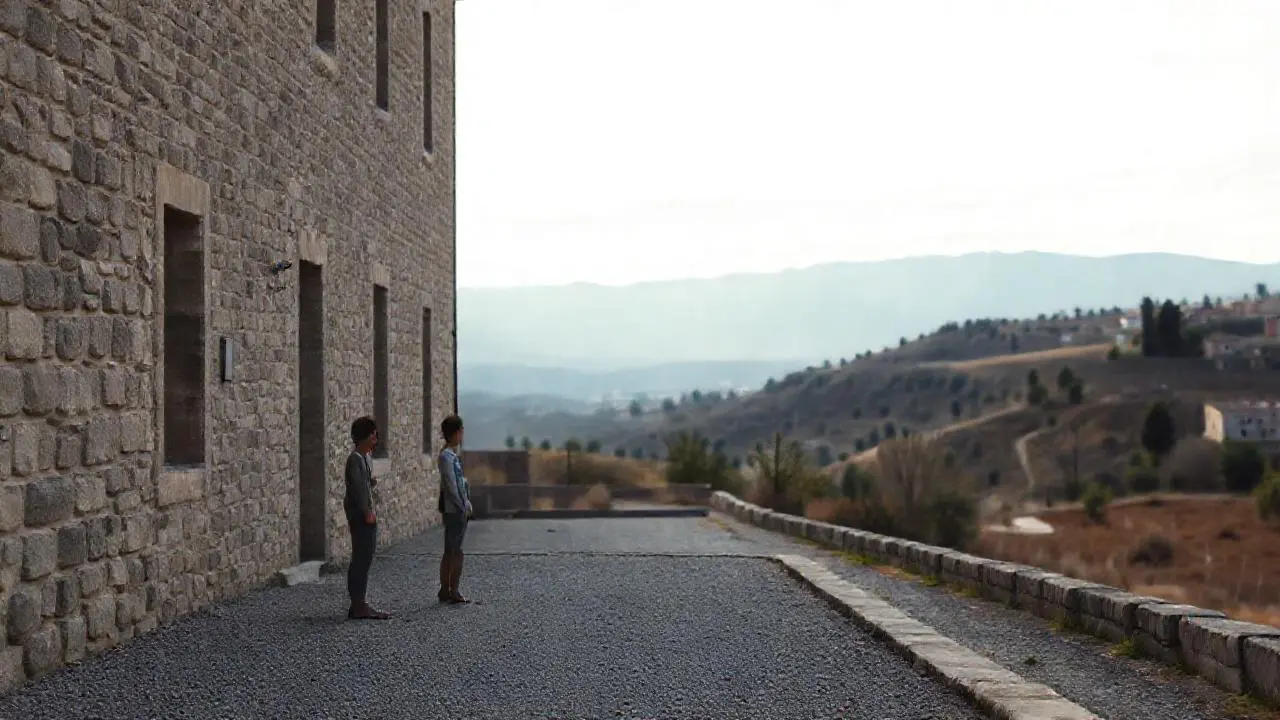 Paisaje sereno, arquitectura y figura integrada