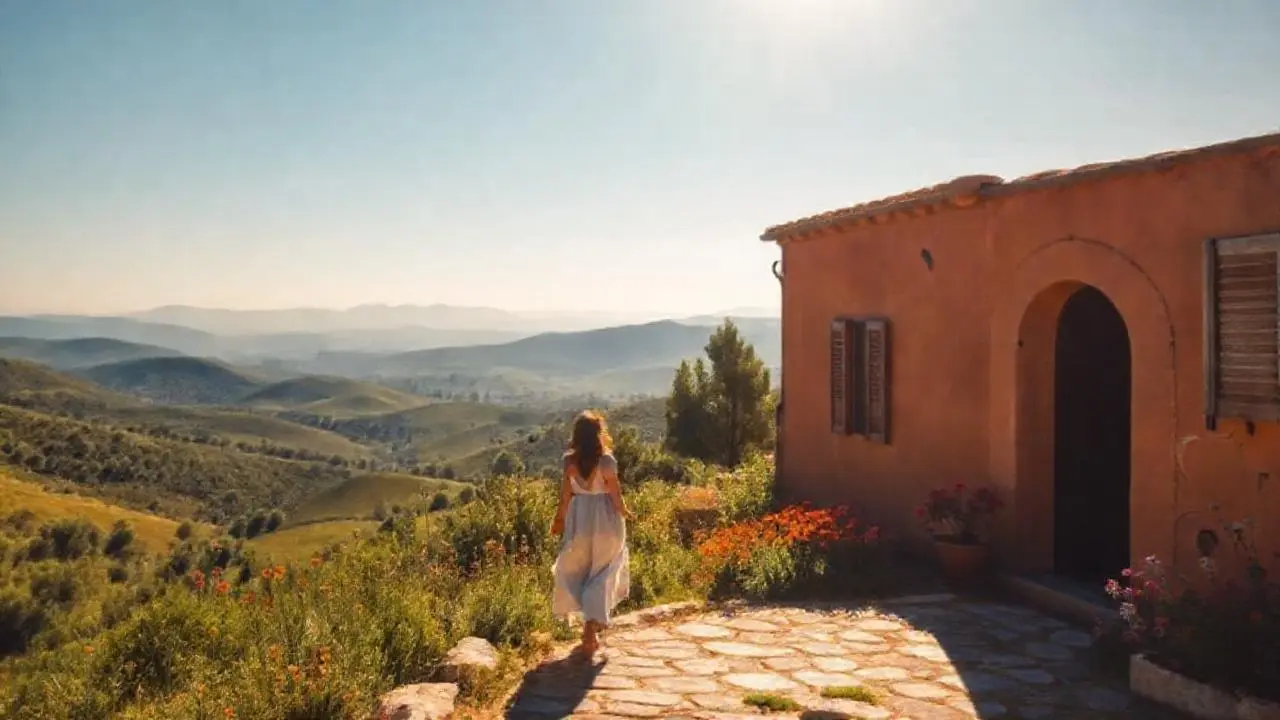 Paz y belleza rural, suavemente iluminada