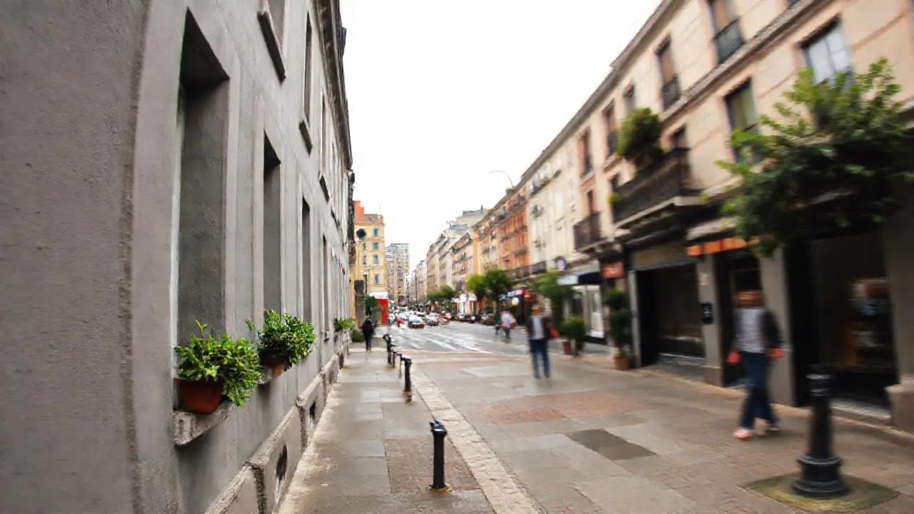 Escena urbana grisácea y ligeramente borrosa