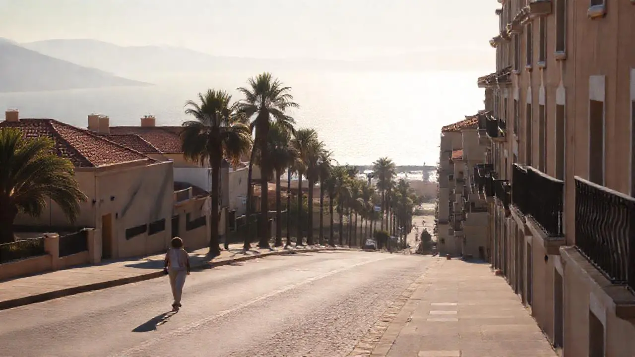 Tranquila escena costera, luz suave y cálida