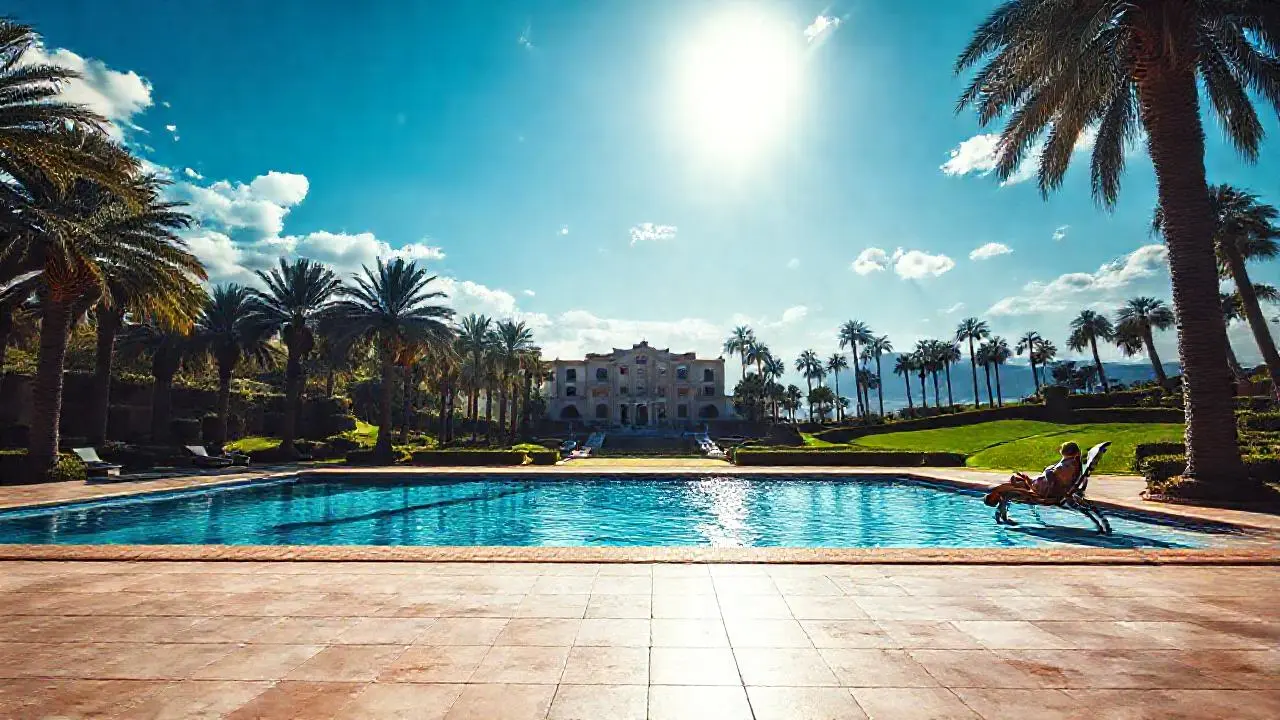 Paz tropical, luz, piscina y espacio