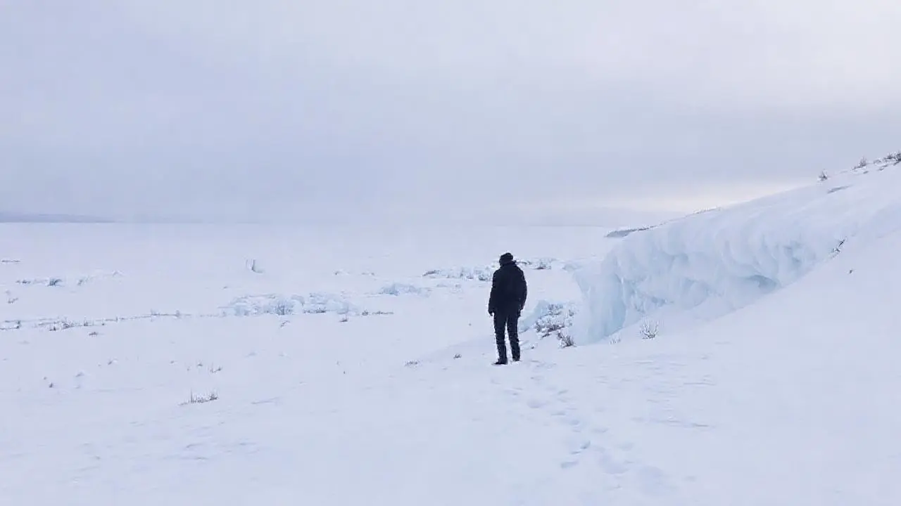 Paisaje invernal, vasto, frío y silencioso