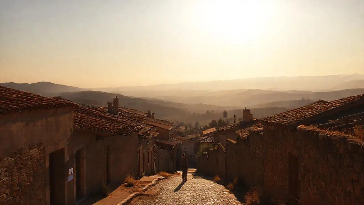 Paz rural, luz cálida y perspectiva suave