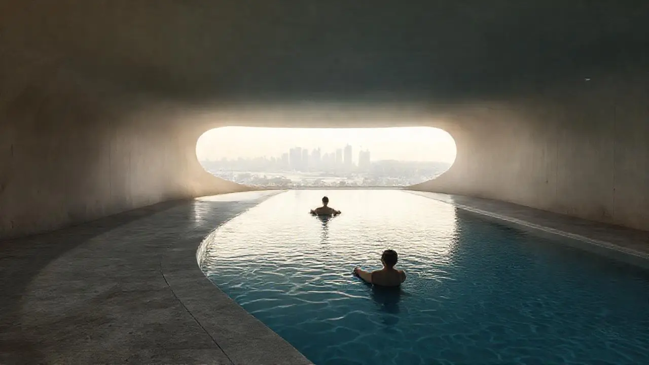 Minimalismo sereno y elegante, una piscina infinita