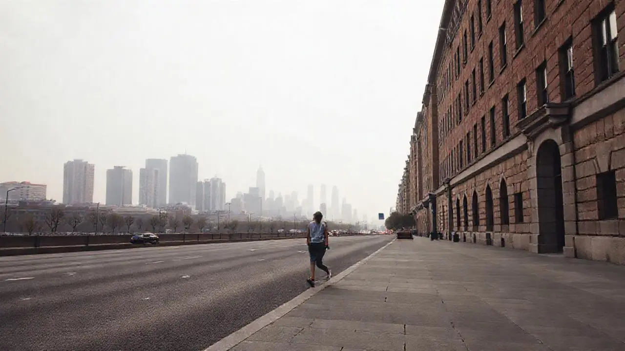 Ciudad urbana tranquila, levemente difusa