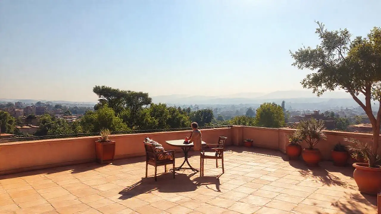 Tranquila escena al aire libre, cálida y serena