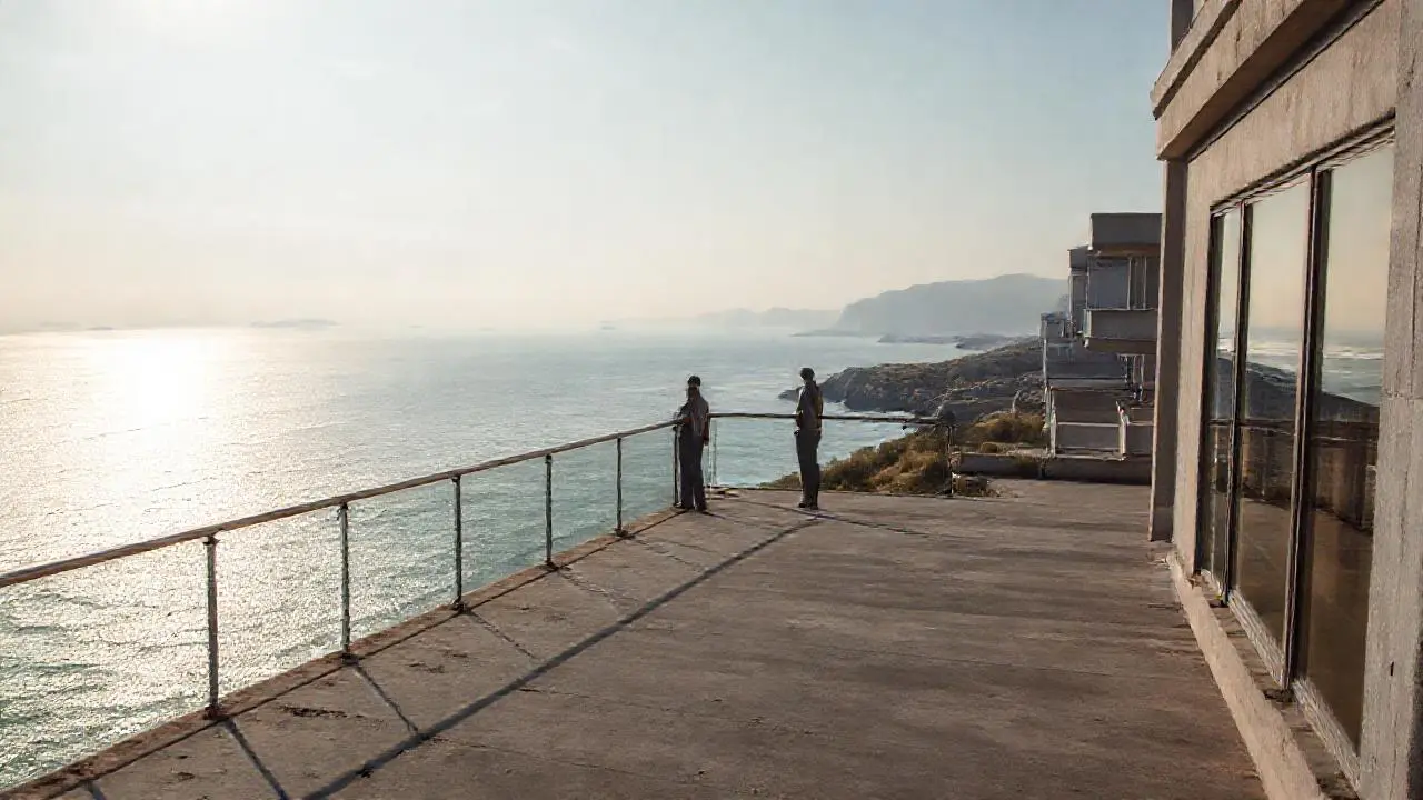 Tranquila escena costera, cálida y serena