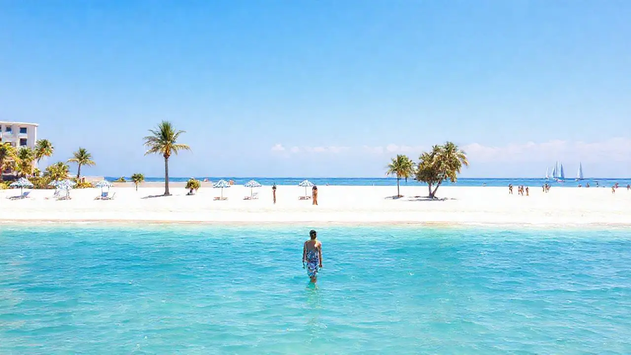 Playa paradisíaca, luz suave y calma