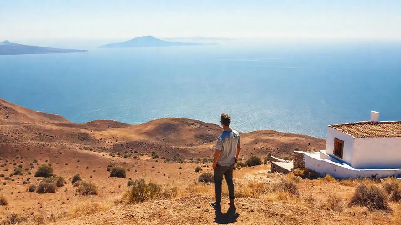 Paisaje árido y tranquilo, bajo cielos azules