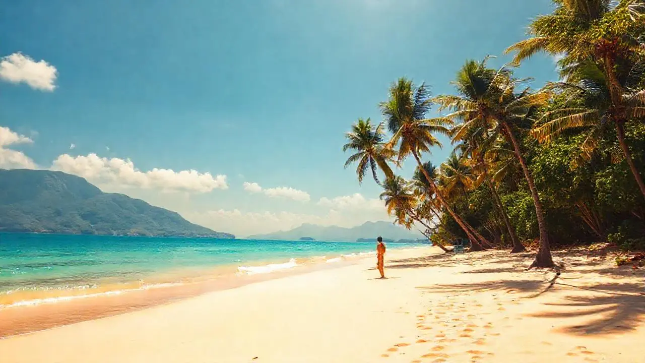 Playa tropical, calma y serenidad visual