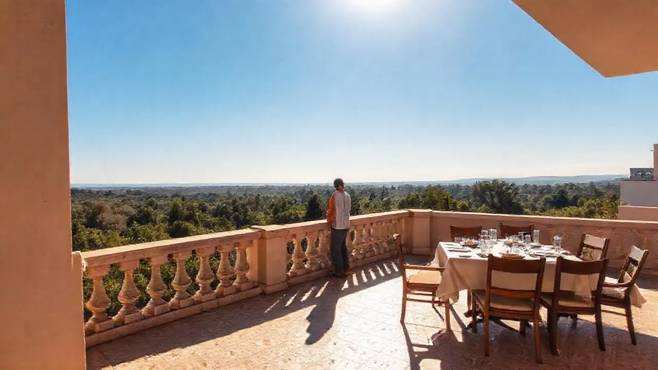 Terraza tranquila con vistas naturales y cálida