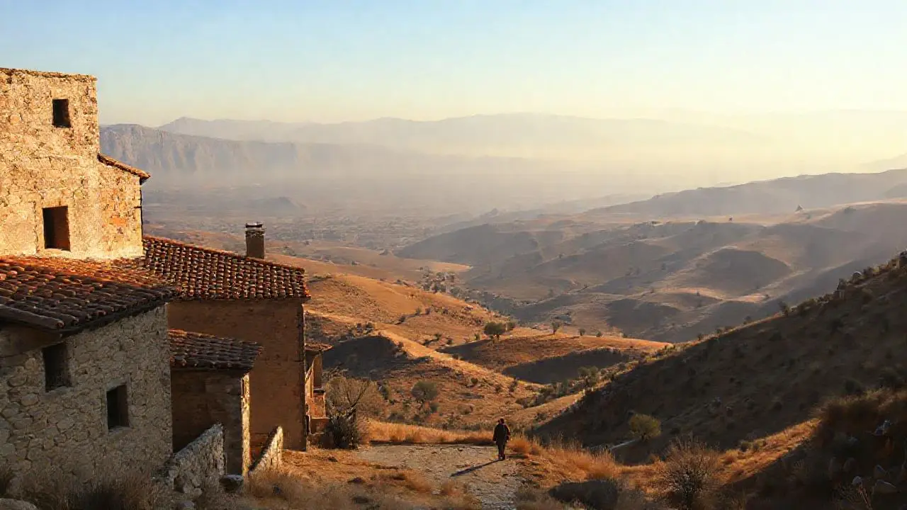 Paz campestre bajo luz cálida y amplia