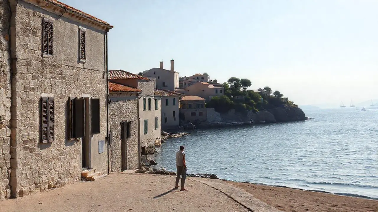 Escena costera tranquila y difusa