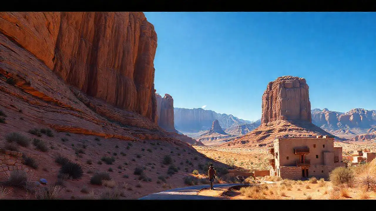 Paisaje desértico cálido, vasto y realista